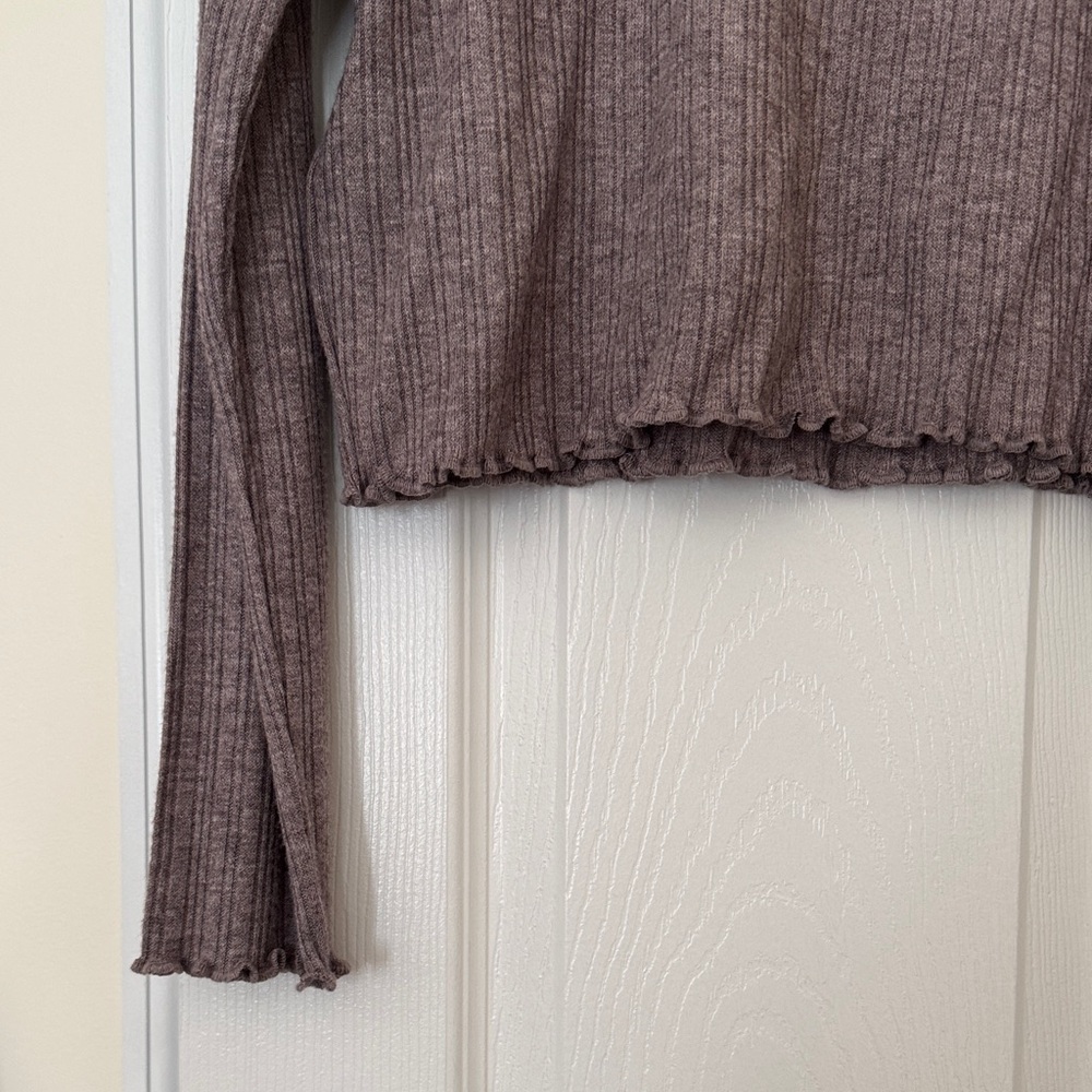 Madewell Women Ribbed Mock Neck Sweater - Mauve Taupe Size XL - Picture 11 of 12